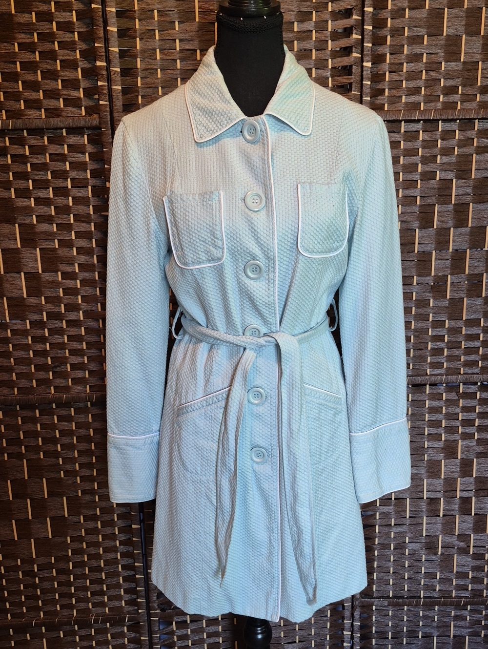 Kenzie Light Blue Buttoned Belted Trench Coat